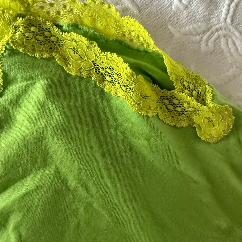 Vintage Victoria’s Secret PINK Cami Y2K Green Lime Size Medium Large Beaded - Picture 5 of 6